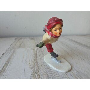 Glitter ice skater boy figurine village‎ large Xmas tree